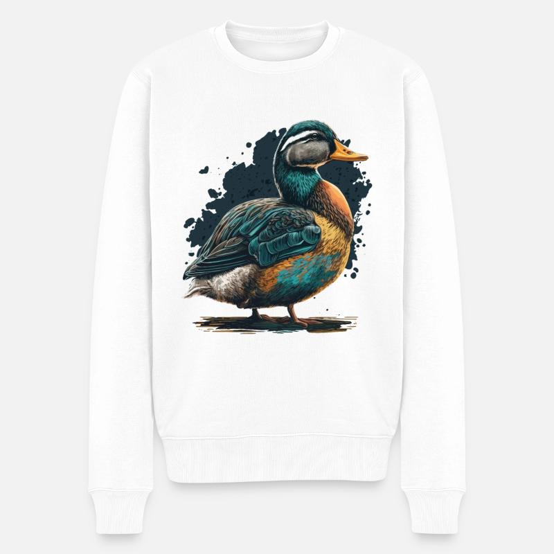 Entenillustration - Männer Premium Bio Pullover - Weiß