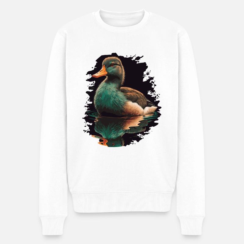 Reflet du canard dans l’eau - Pull Premium bio Homme - blanc