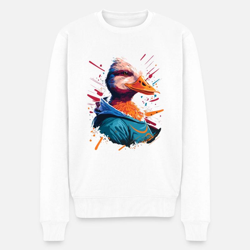 Pop Art Ente - Männer Premium Bio Pullover - Weiß