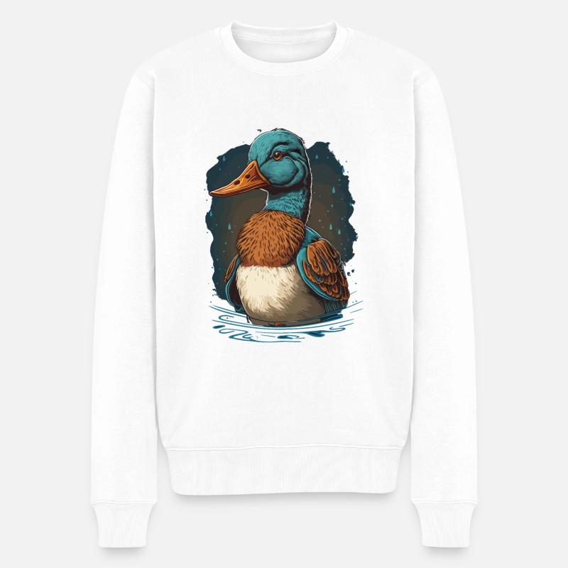 Entenkopf - Männer Premium Bio Pullover - Weiß