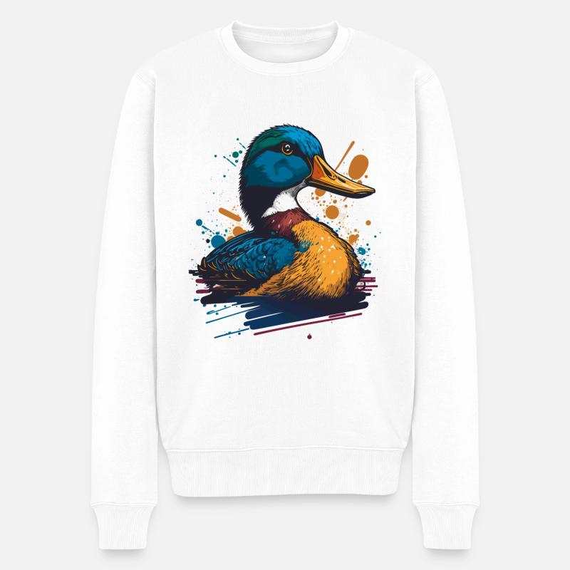 Enten-Kunstwerk - Männer Premium Bio Pullover - Weiß