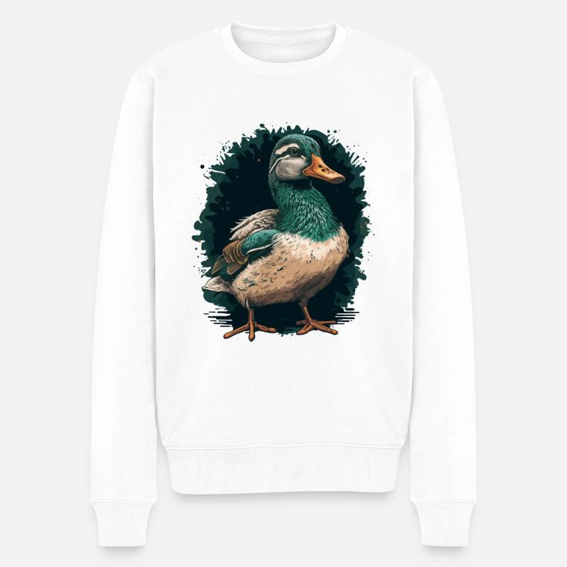 Chasseur de canard - Canard - Pull Premium bio Homme - blanc