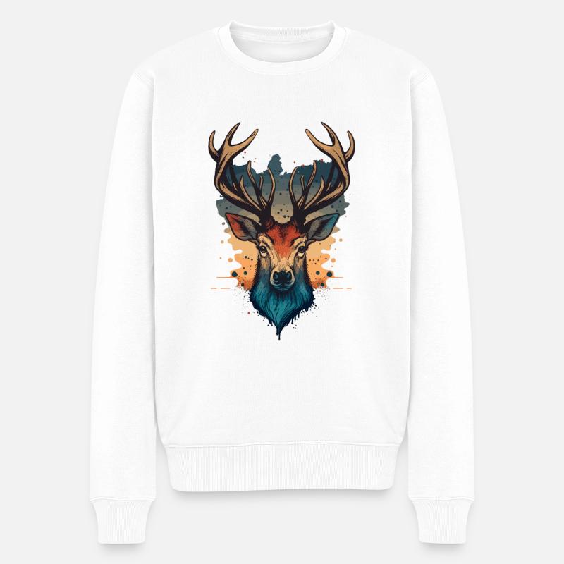 Hirschjagd - Männer Premium Bio Pullover - Weiß