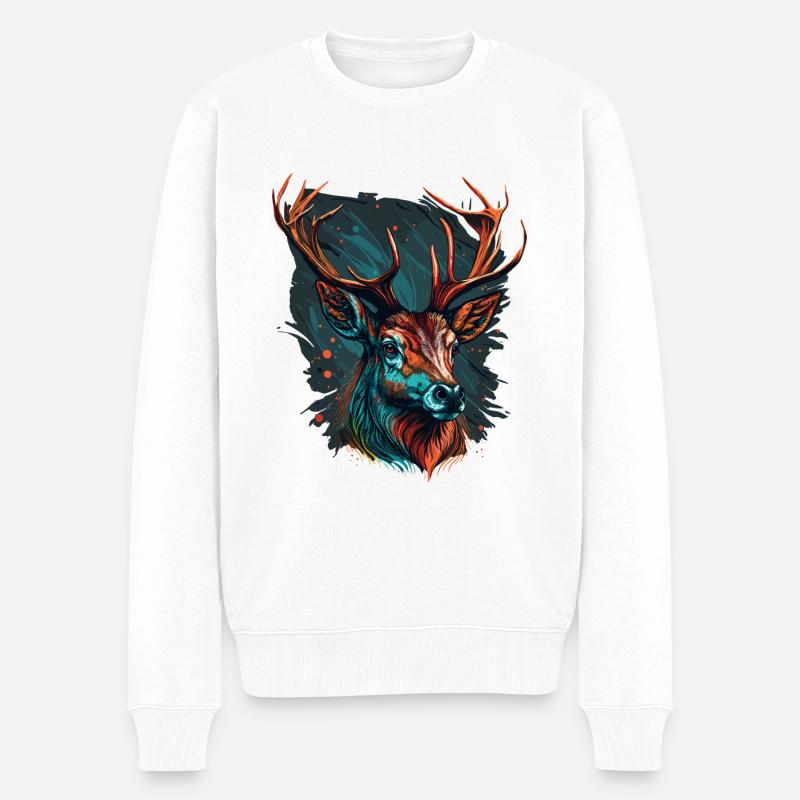 Hirschliebhaber - Männer Premium Bio Pullover - Weiß