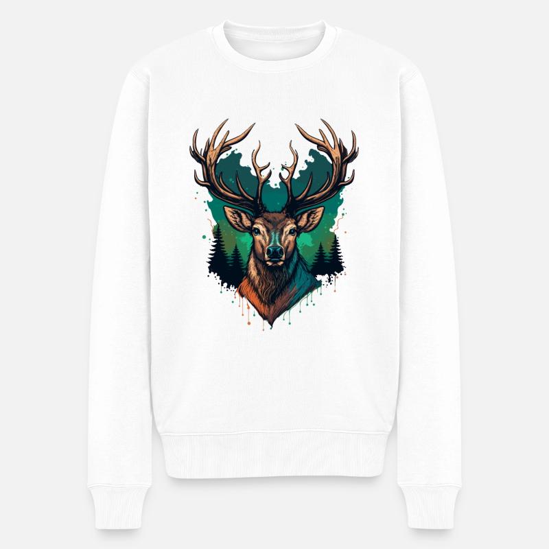 Silhouette de cerf - Pull Premium bio Homme - blanc