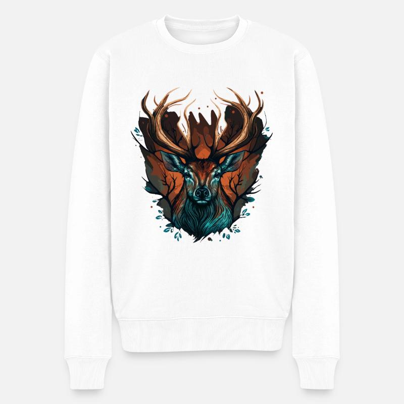 Chasse au cerf - Pull Premium bio Homme - blanc