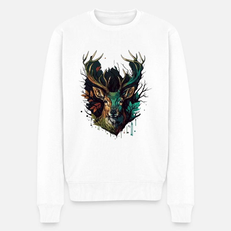 Geweih Liebhaber - Männer Premium Bio Pullover - Weiß