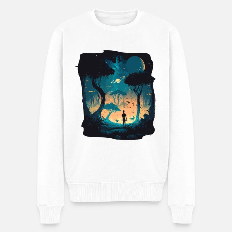 Cartoon Alien - Männer Premium Bio Pullover - Weiß
