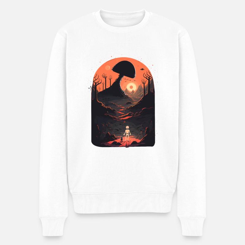 Fremde Welt - Männer Premium Bio Pullover - Weiß