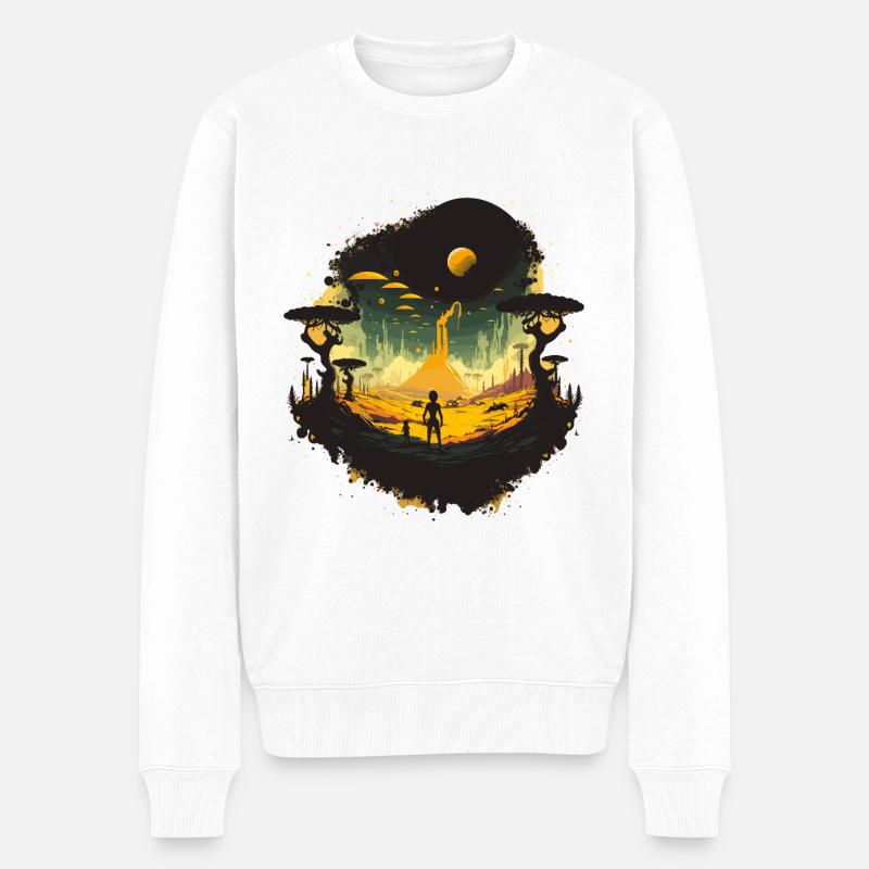 Welt - Männer Premium Bio Pullover - Weiß