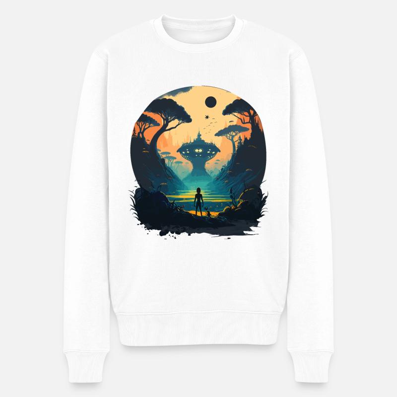 Espace extraterrestre vert - Pull Premium bio Homme - blanc