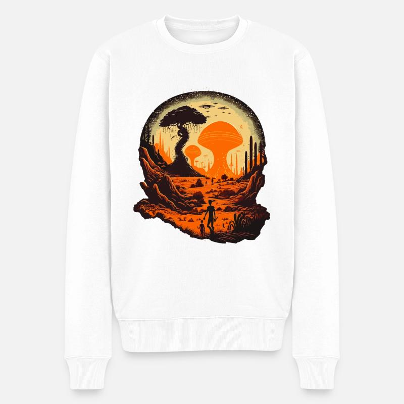 Seltsame außerirdische Welt - Männer Premium Bio Pullover - Weiß