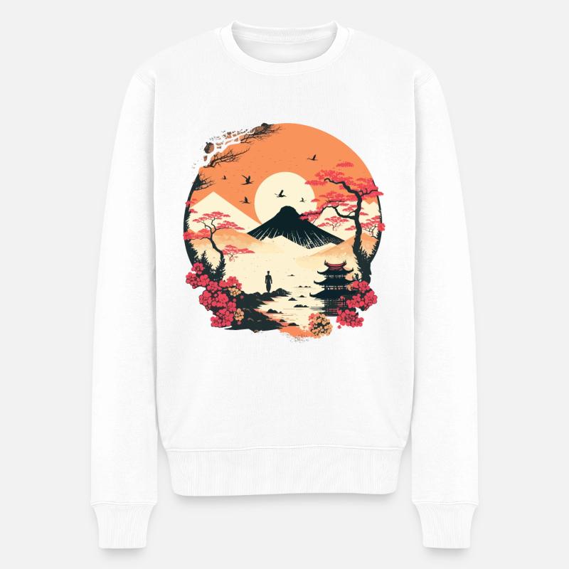 Japanisch - Männer Premium Bio Pullover - Weiß