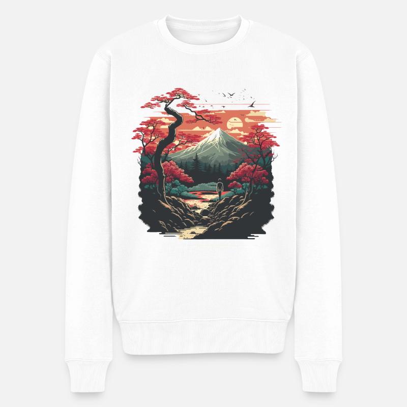 Japan - Männer Premium Bio Pullover - Weiß