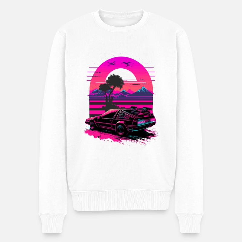 80er Jahre Auto - Männer Premium Bio Pullover - Weiß