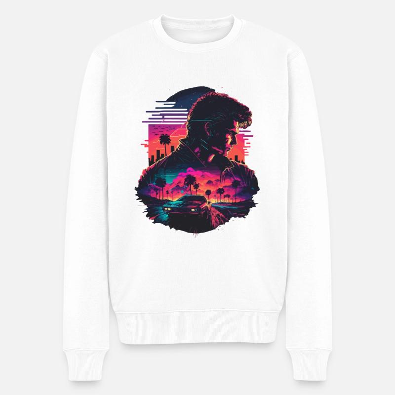 Vaporwave-Kunst - Männer Premium Bio Pullover - Weiß