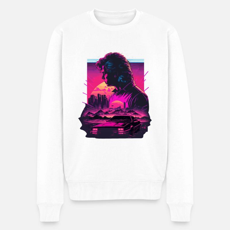 Neon-Retro-Kunst - Männer Premium Bio Pullover - Weiß