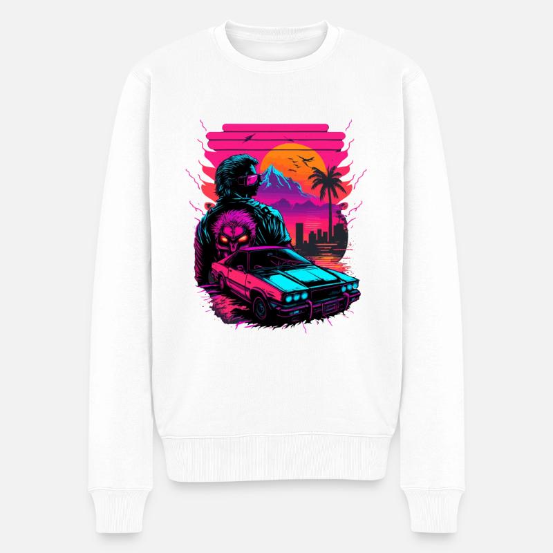 Chillwave - Männer Premium Bio Pullover - Weiß