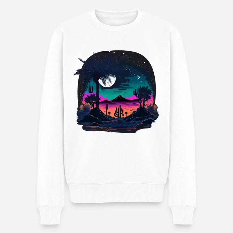 Désert de nuit - Pull Premium bio Homme - blanc