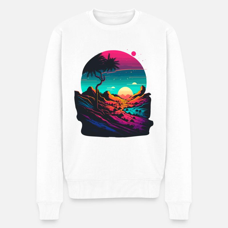 Neon-Kunstwerk - Männer Premium Bio Pullover - Weiß