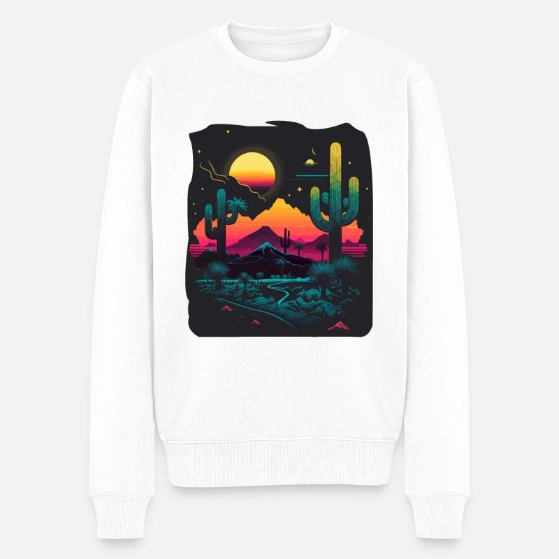 Stil der 80er Jahre - Männer Premium Bio Pullover - Weiß