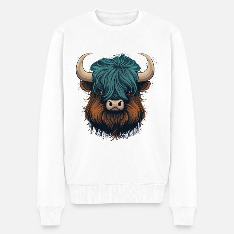 Yak Tier - Männer Premium Bio Pullover - Weiß