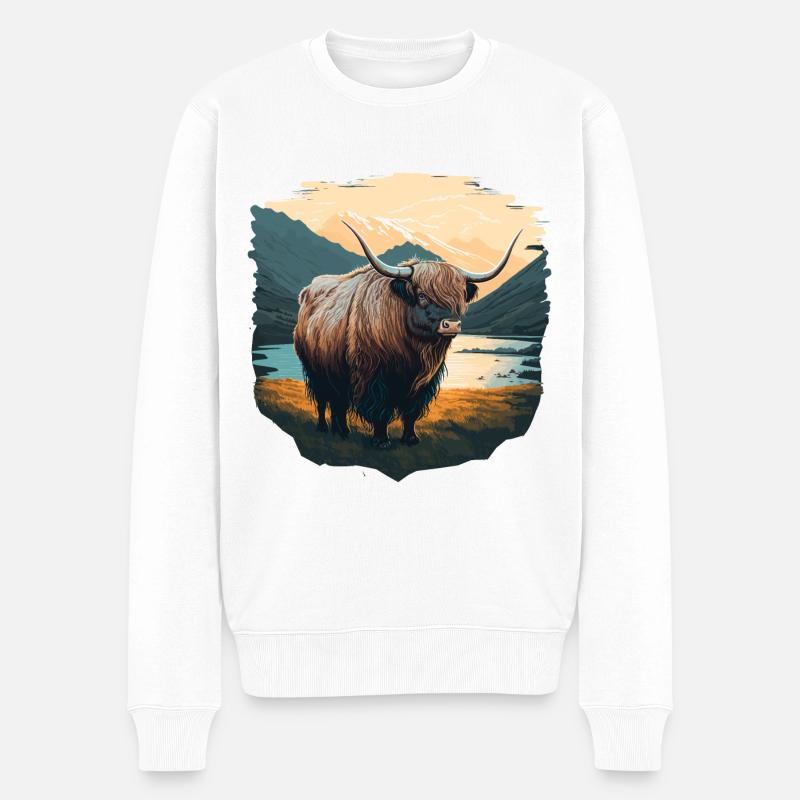 Yak avec lac - Pull Premium bio Homme - blanc