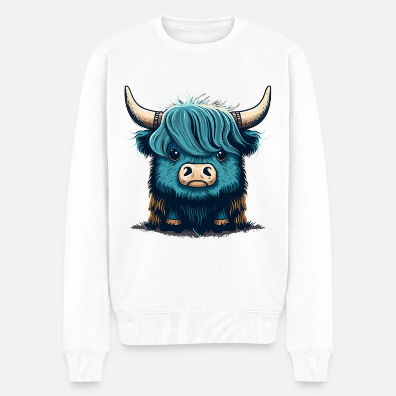 Nette Yak-Illustration - Männer Premium Bio Pullover - Weiß