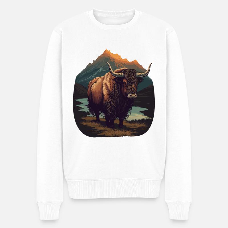Taureau Yak - Pull Premium bio Homme - blanc