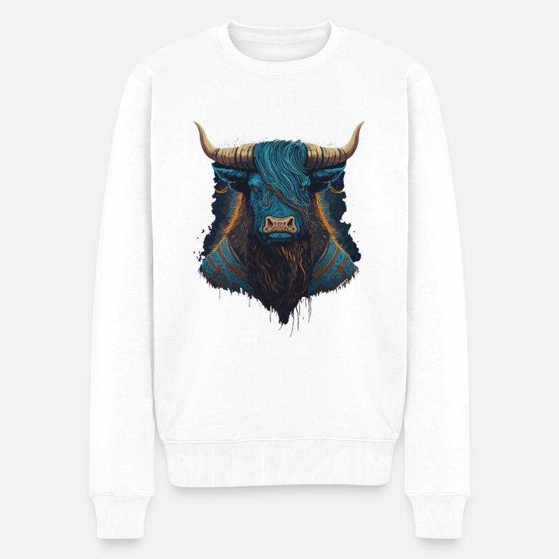 Yak Porträt - Männer Premium Bio Pullover - Weiß