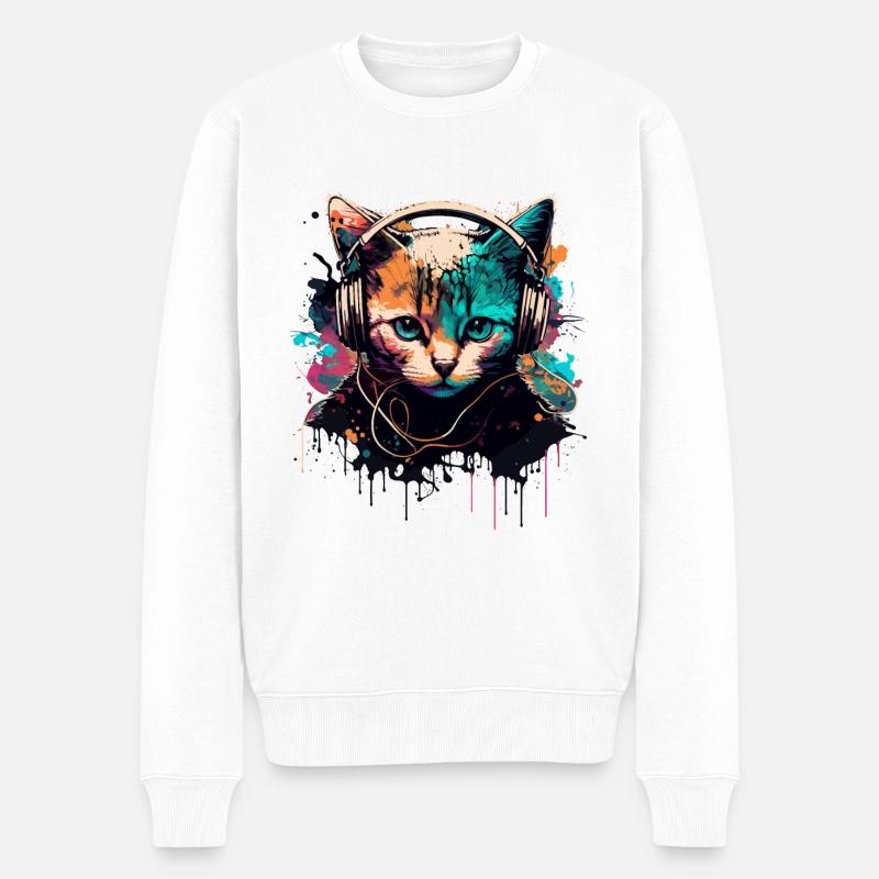 Conception de chat de joueur - Pull Premium bio Homme - blanc
