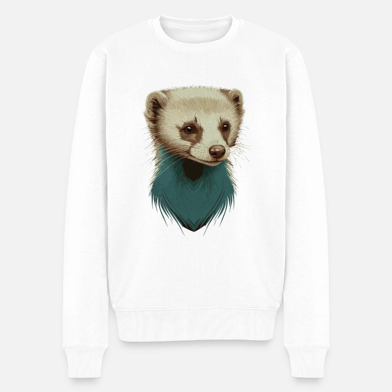 Niedliches Frettchen - Männer Premium Bio Pullover - Weiß
