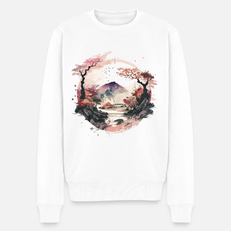 Zen-Garten - Männer Premium Bio Pullover - Weiß