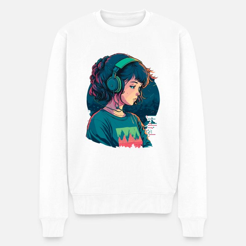 Hip Hop Mädchen - Männer Premium Bio Pullover - Weiß