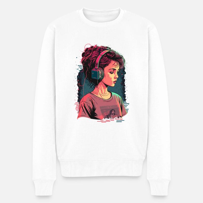 Kawaii Mädchen - Männer Premium Bio Pullover - Weiß