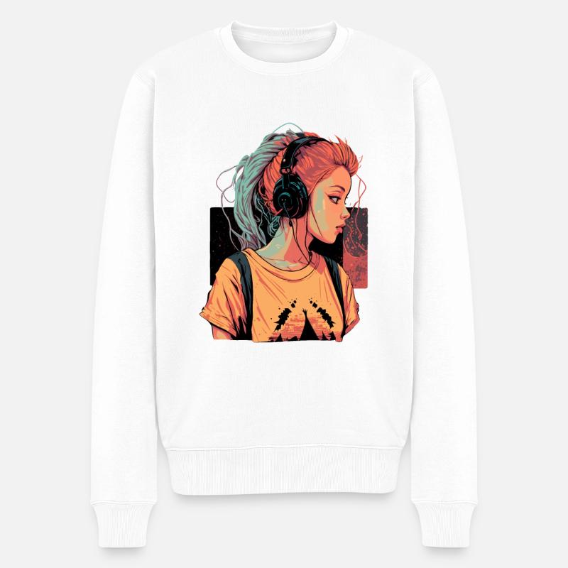 Ästhetische Musik Mädchen - Männer Premium Bio Pullover - Weiß