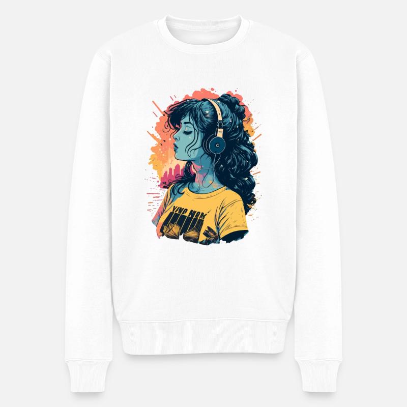 Lofi Musik - Männer Premium Bio Pullover - Weiß