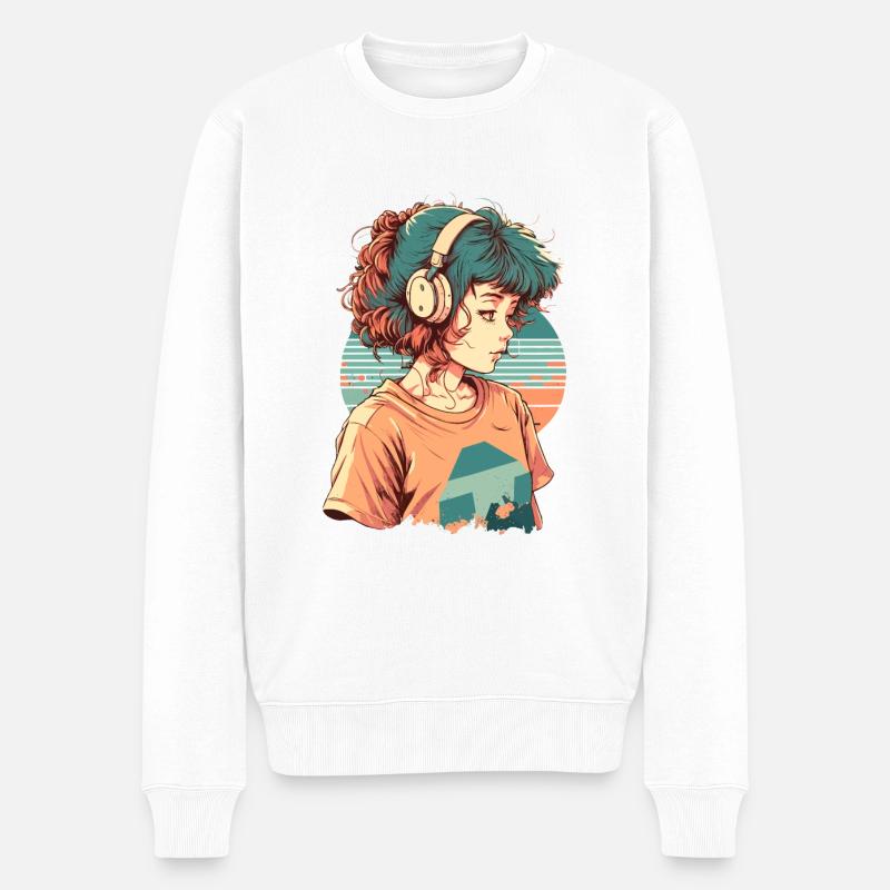 Lofi et Chill - Pull Premium bio Homme - blanc