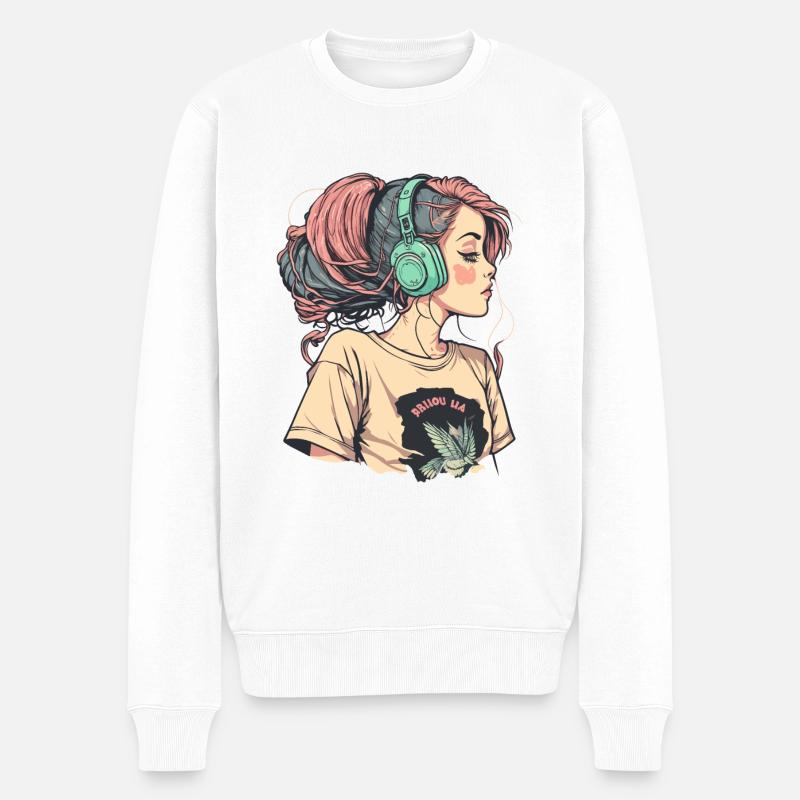Lofi Beats - Pull Premium bio Homme - blanc