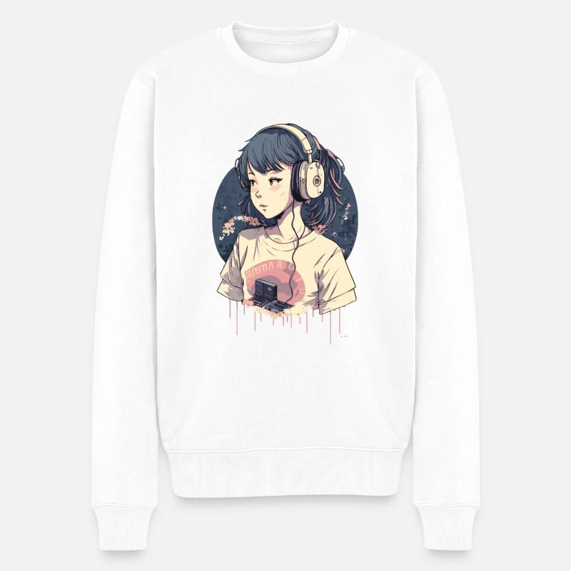 Kawaii Anime Mädchen - Männer Premium Bio Pullover - Weiß