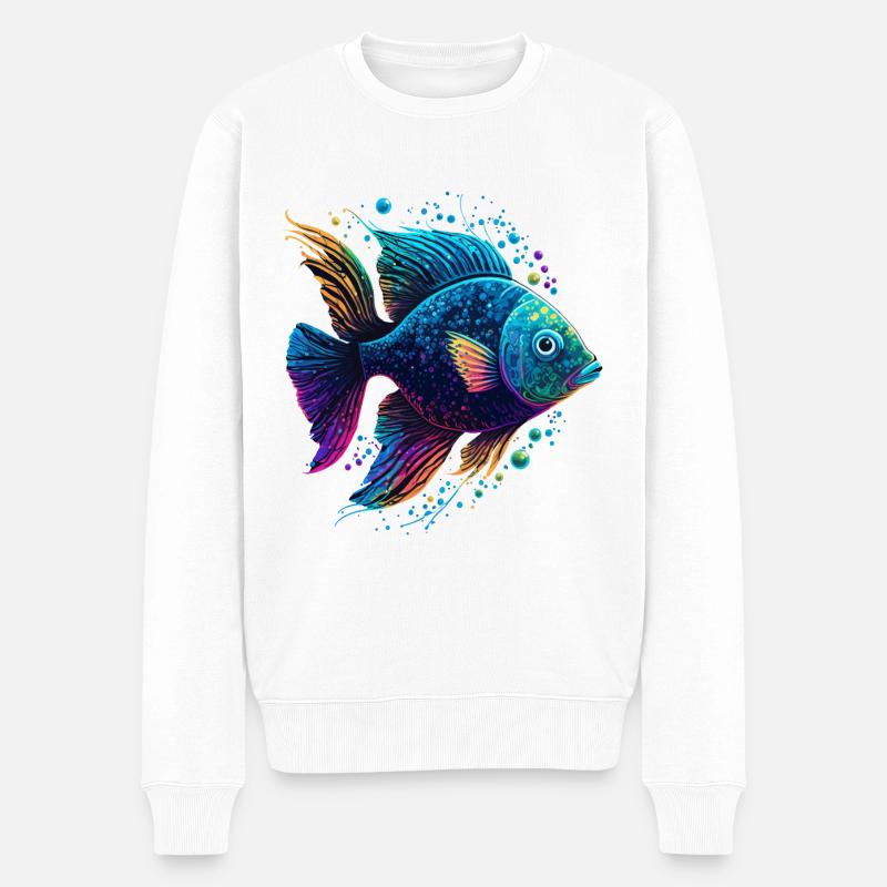 Poisson arc-en-ciel - Pull Premium bio Homme - blanc