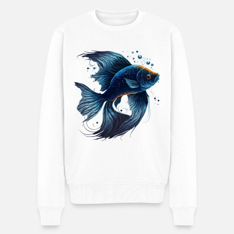 Poisson bleu - Pull Premium bio Homme - blanc