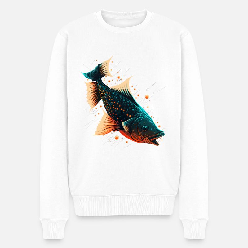 Fisch Liebe - Männer Premium Bio Pullover - Weiß