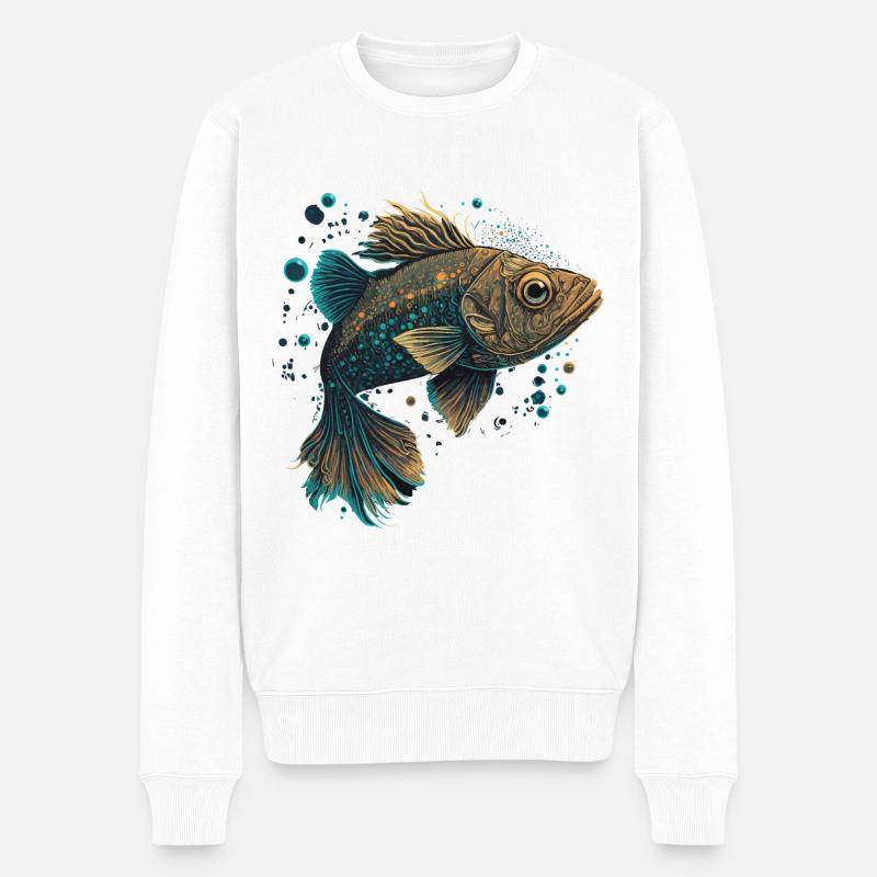 Illustration de truite - Pull Premium bio Homme - blanc