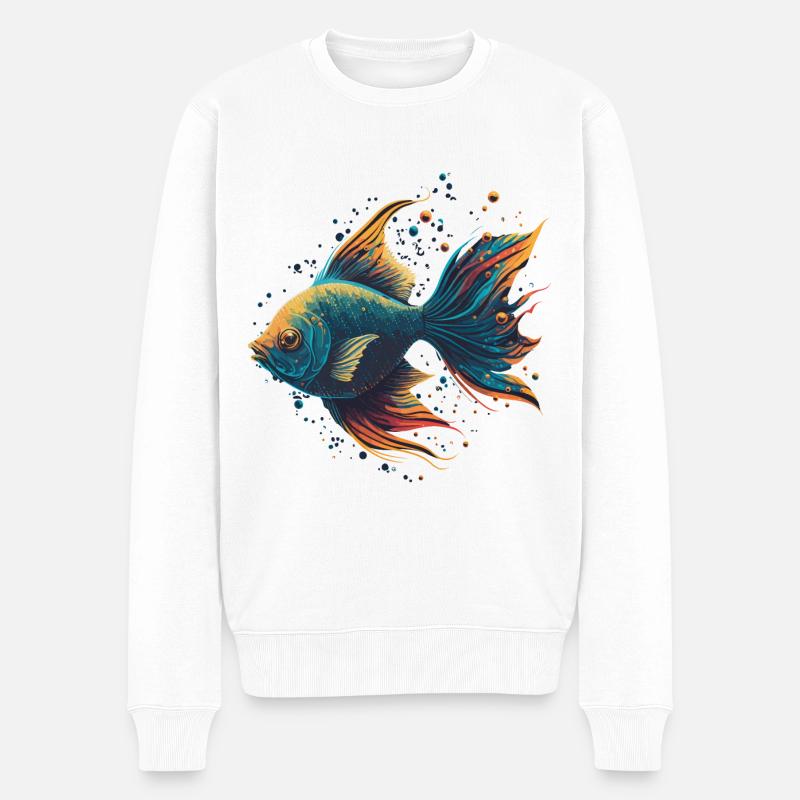 Seebarsch - Männer Premium Bio Pullover - Weiß