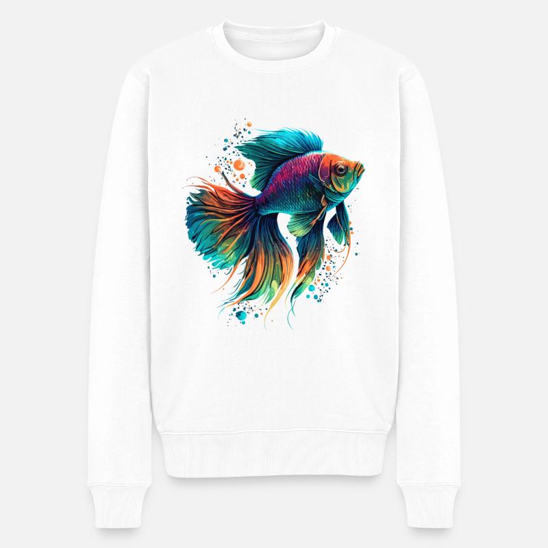 Poissons d’aquarium - Pull Premium bio Homme - blanc