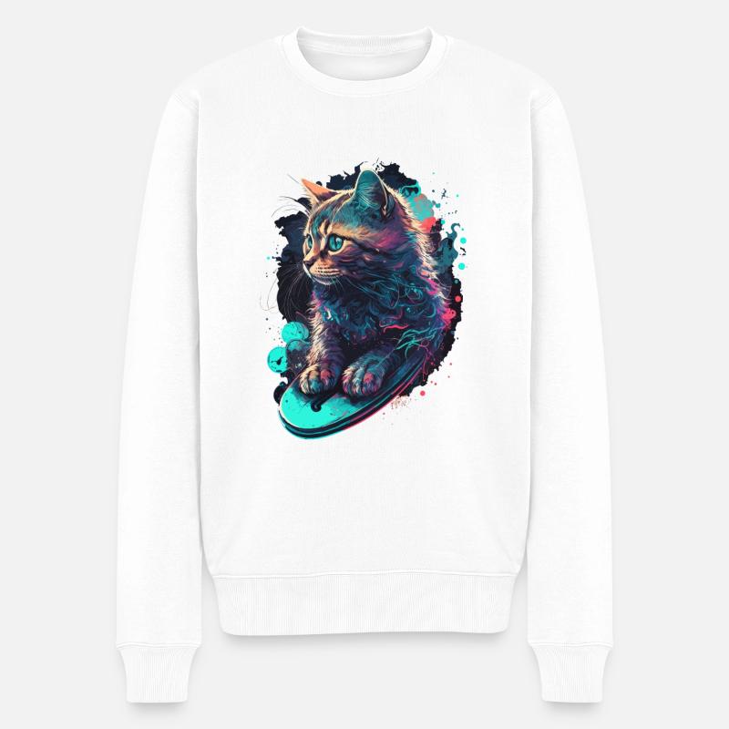 Vaporcat - Männer Premium Bio Pullover - Weiß