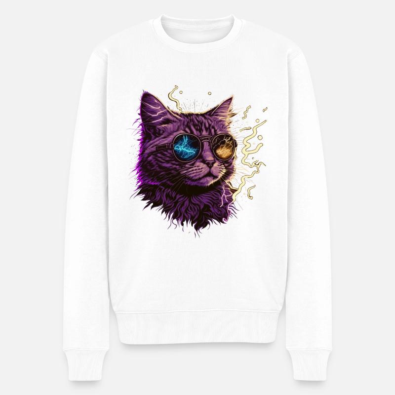 Illustration du chat tonnerre - Pull Premium bio Homme - blanc