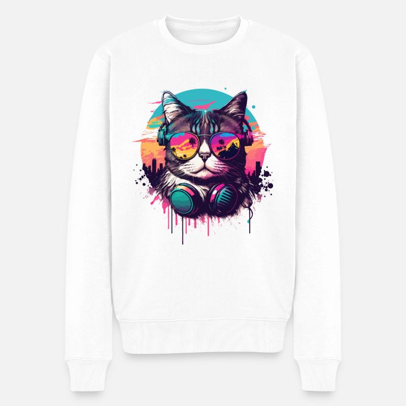 Chat de Miami Beach - Pull Premium bio Homme - blanc