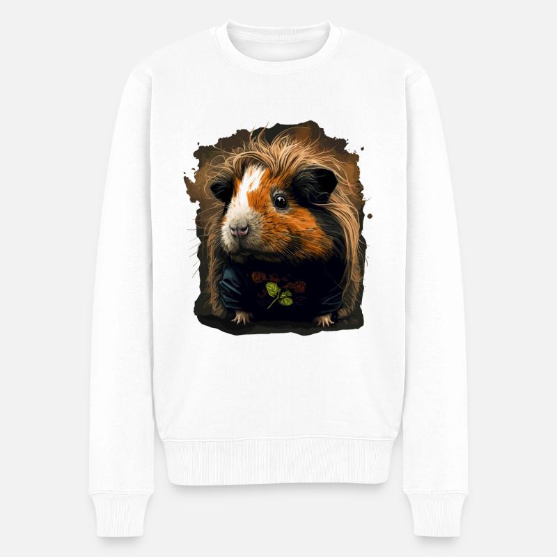 Süßes Meerschweinchen - Männer Premium Bio Pullover - Weiß